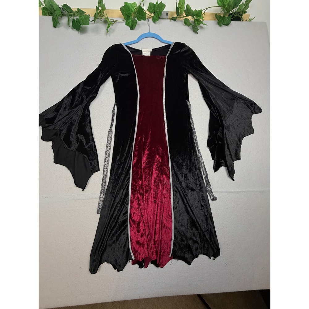 California Costume Girls Vampire Goth Dress Black Burgundy Velvet Medium 8-10